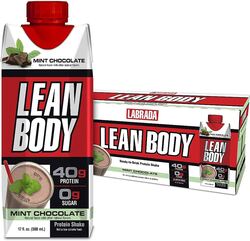 Lean Body Ready-to-Drink Mint Chocolate Protein Shake, 40g Protein, Whey Blend, 0 Sugar, Gluten Free, 22 Vitamins & Minerals, Pack of 12.